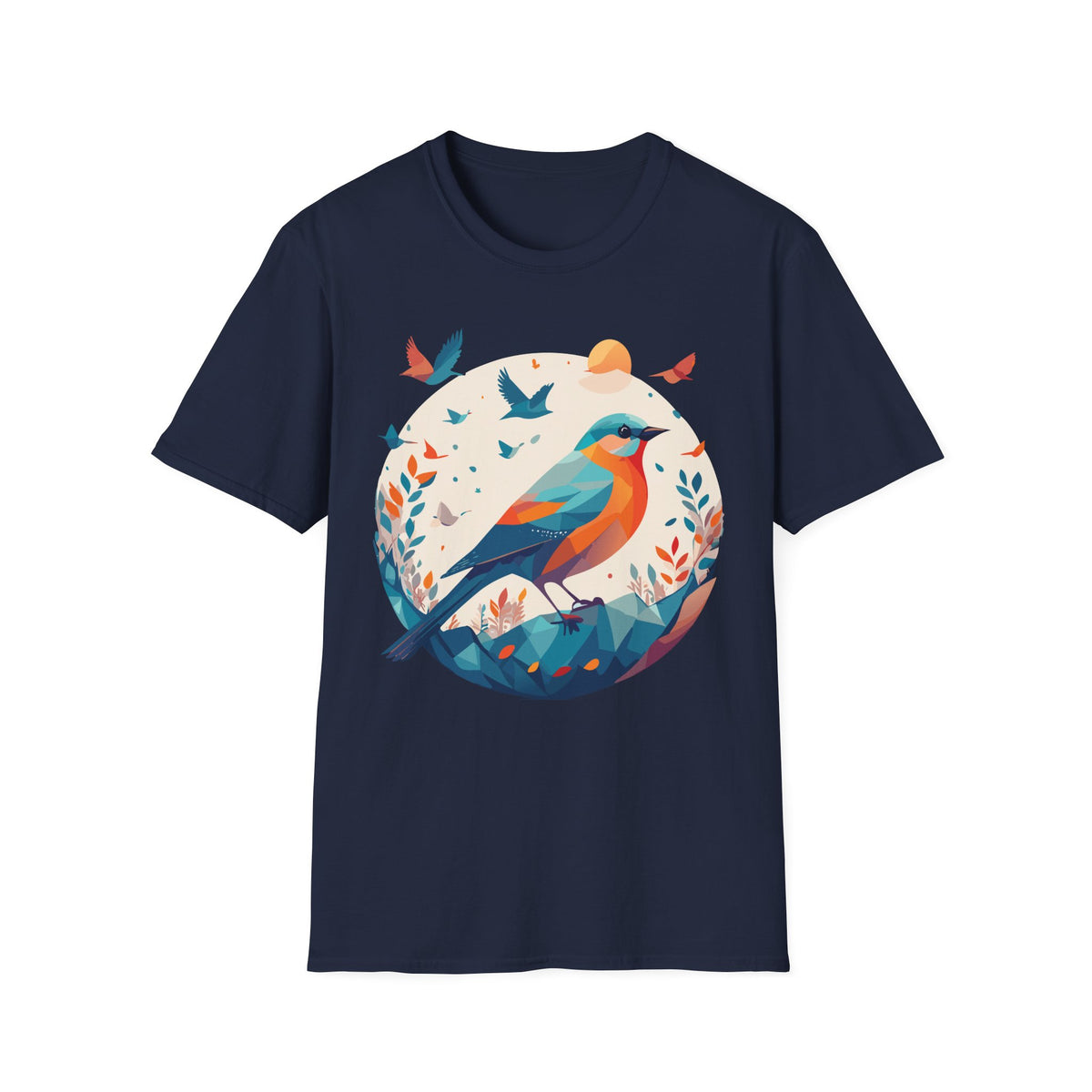 Colorful Geometric Bird T-Shirt | Vibrant Bird Illustration