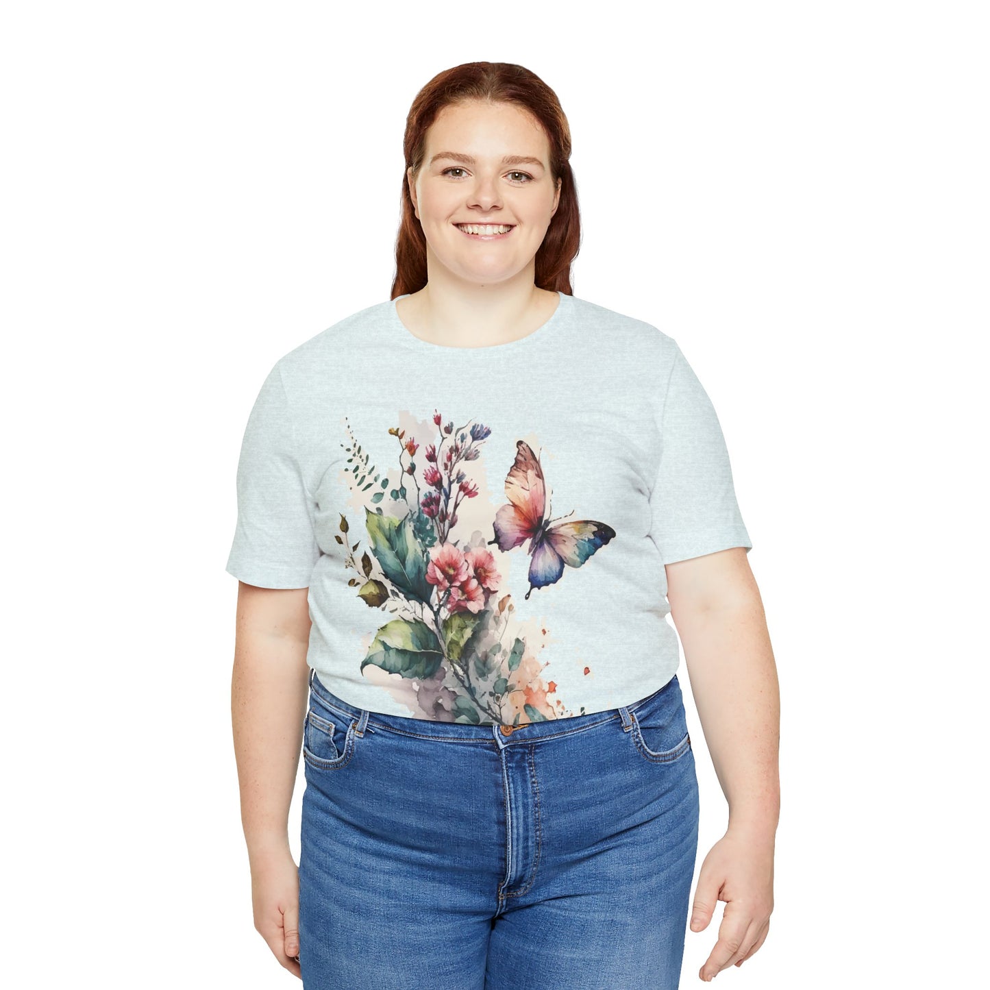 Cotton Tee Shirt with Butterfly Prints