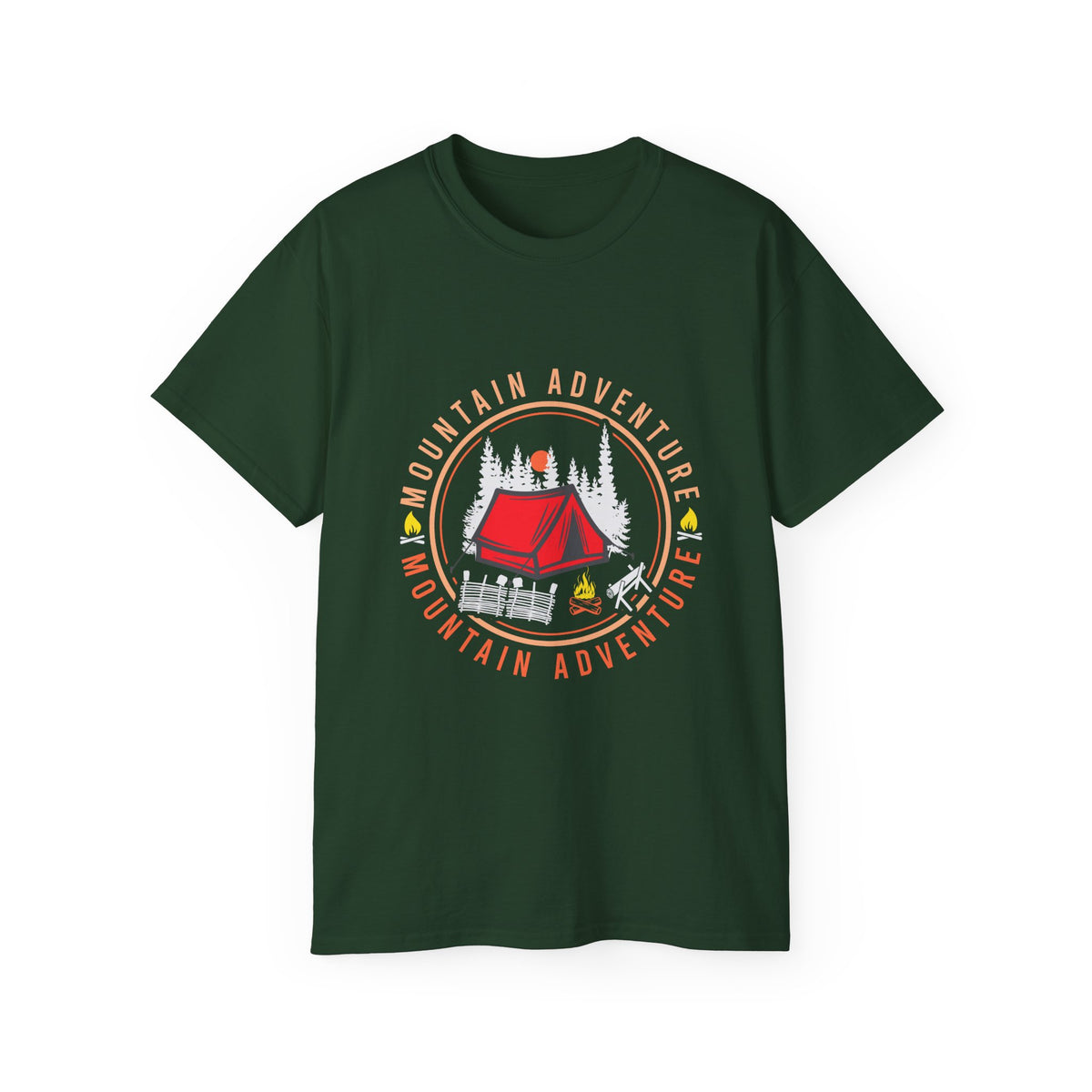 Mountain Adventure Tent Campfire T-Shirt | Camping Graphic Tee
