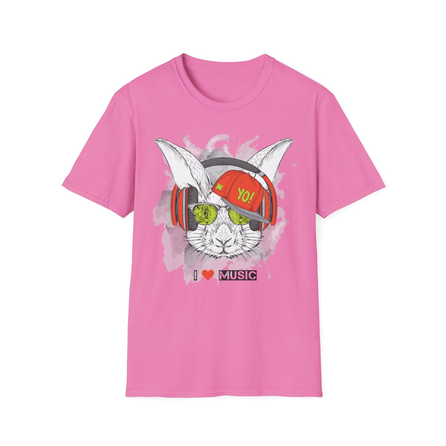 Bunny DJ Tee Unisex Cotton Short Sleeves I  Music Rabbit Headphones Graphic T-Shirt