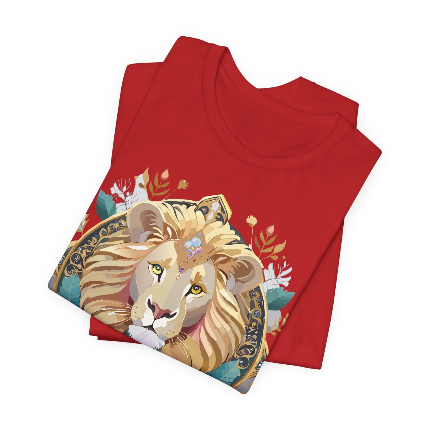 Unisex Lion Graphic Tee, Animal Shirt, Tee Shirt with Lion, Medallion T-Shirt, Animal Medallion Tees 2