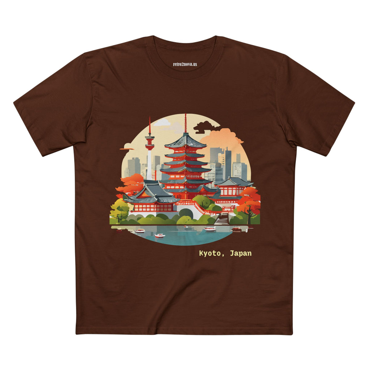 Kyoto Japan temple illustration T-Shirt | Pagoda skyline tee