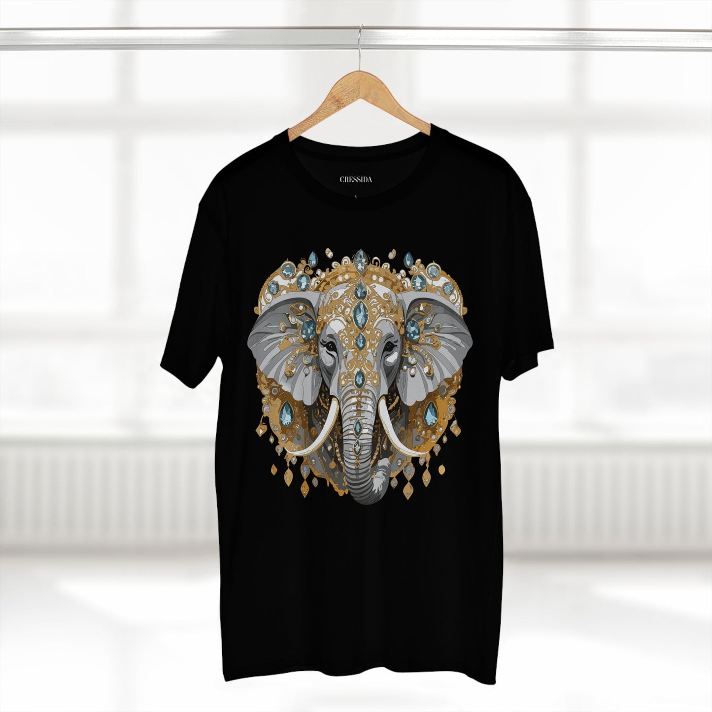 Elephant Graphic Unisex 100 Cotton Tee With Unique Animal Golden Medallion Art Design 38