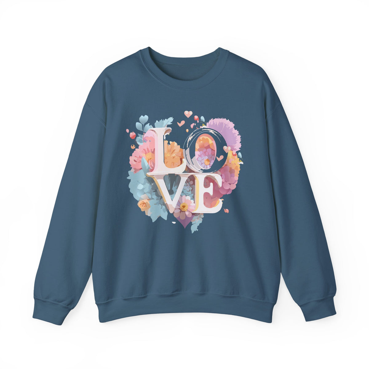 Floral Love Graphic Valentine's Day Sweatshirt Unisex 50/50 Cotton-Poly Sweatshirt w46