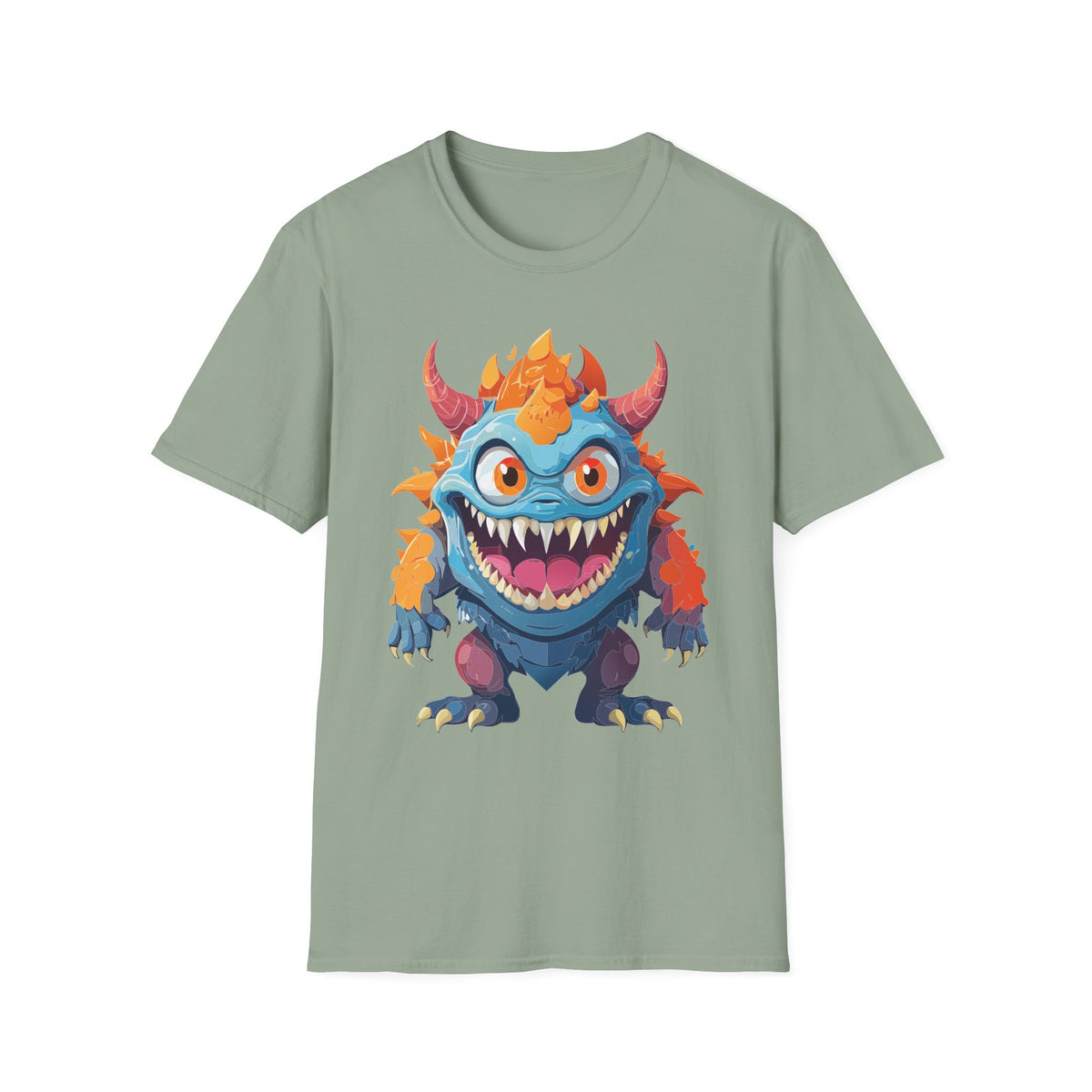 Cute Colorful Monster T-Shirt — Fun Cartoon Demon Cartoon Graphic Tee Unisex 100 Cotton Gildan T-Shirt