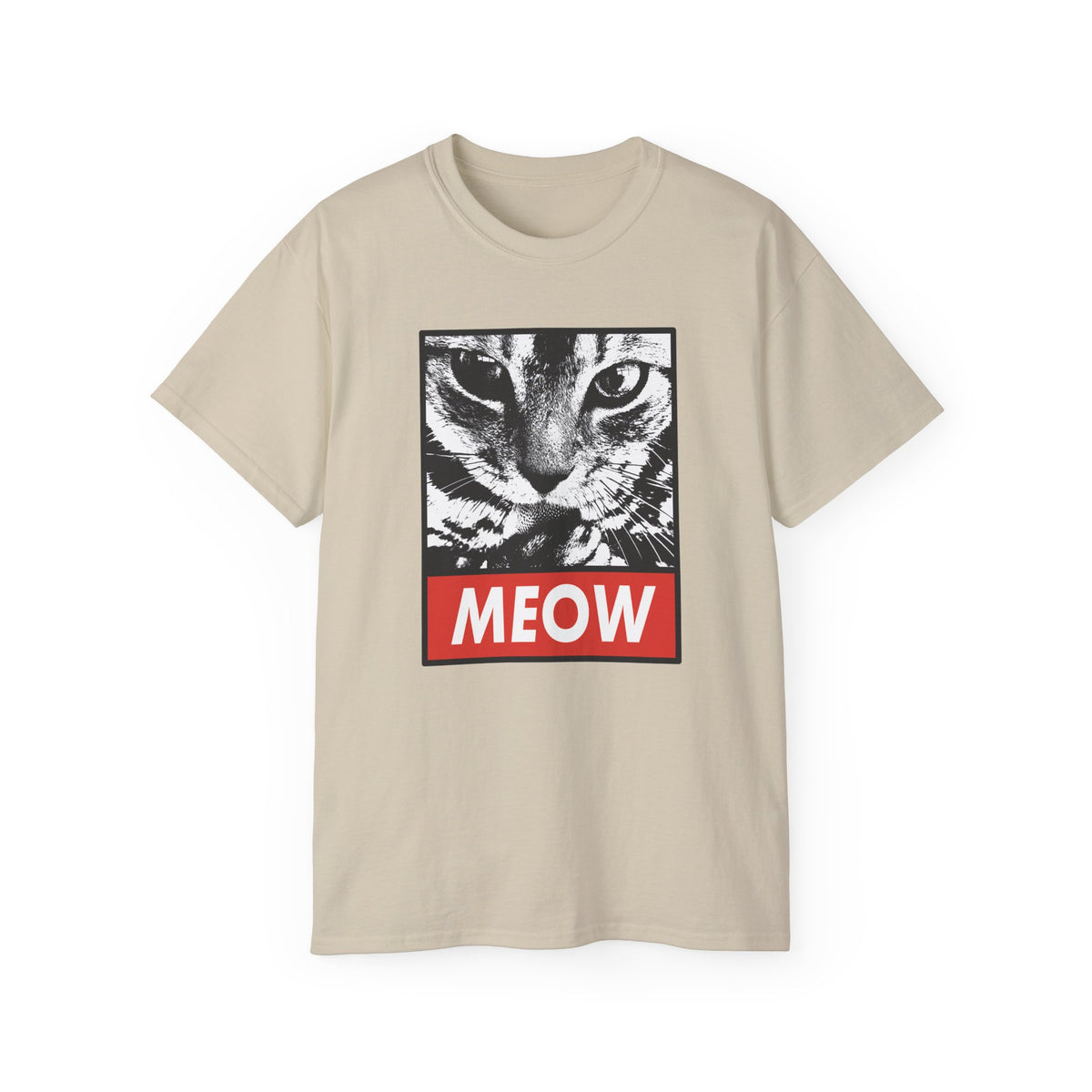 MEOW Cat Face Tee | Retro Pop Art Cat Graphic T-Shirt