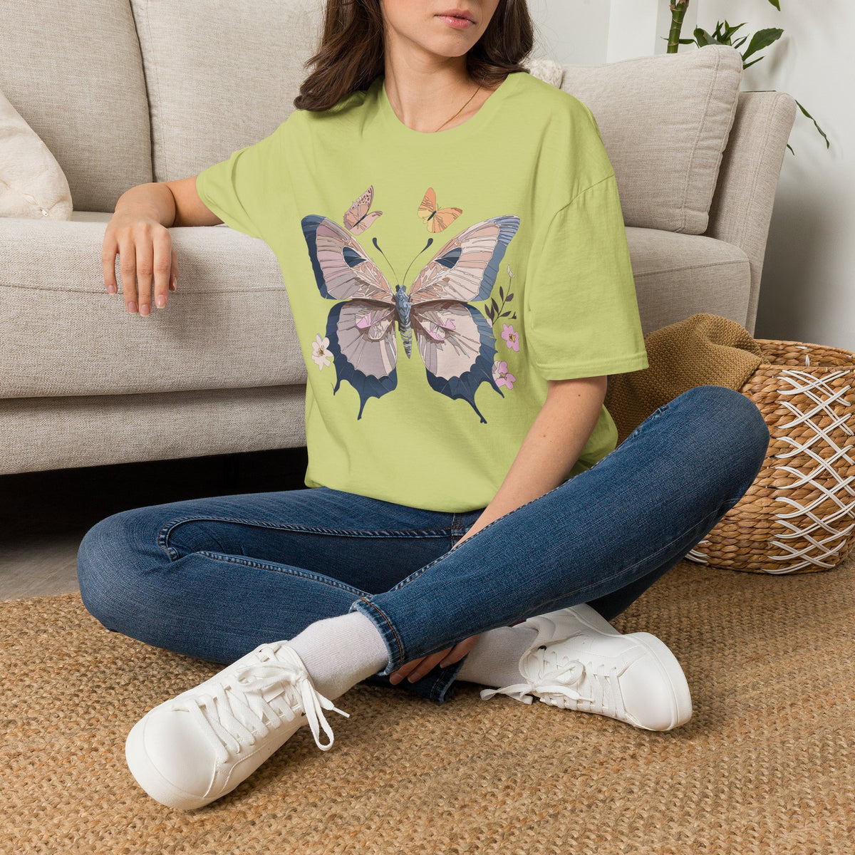 Pastel Butterfly Floral Wings Graphic Design Unisex 100 Cotton Gildan T-Shirt