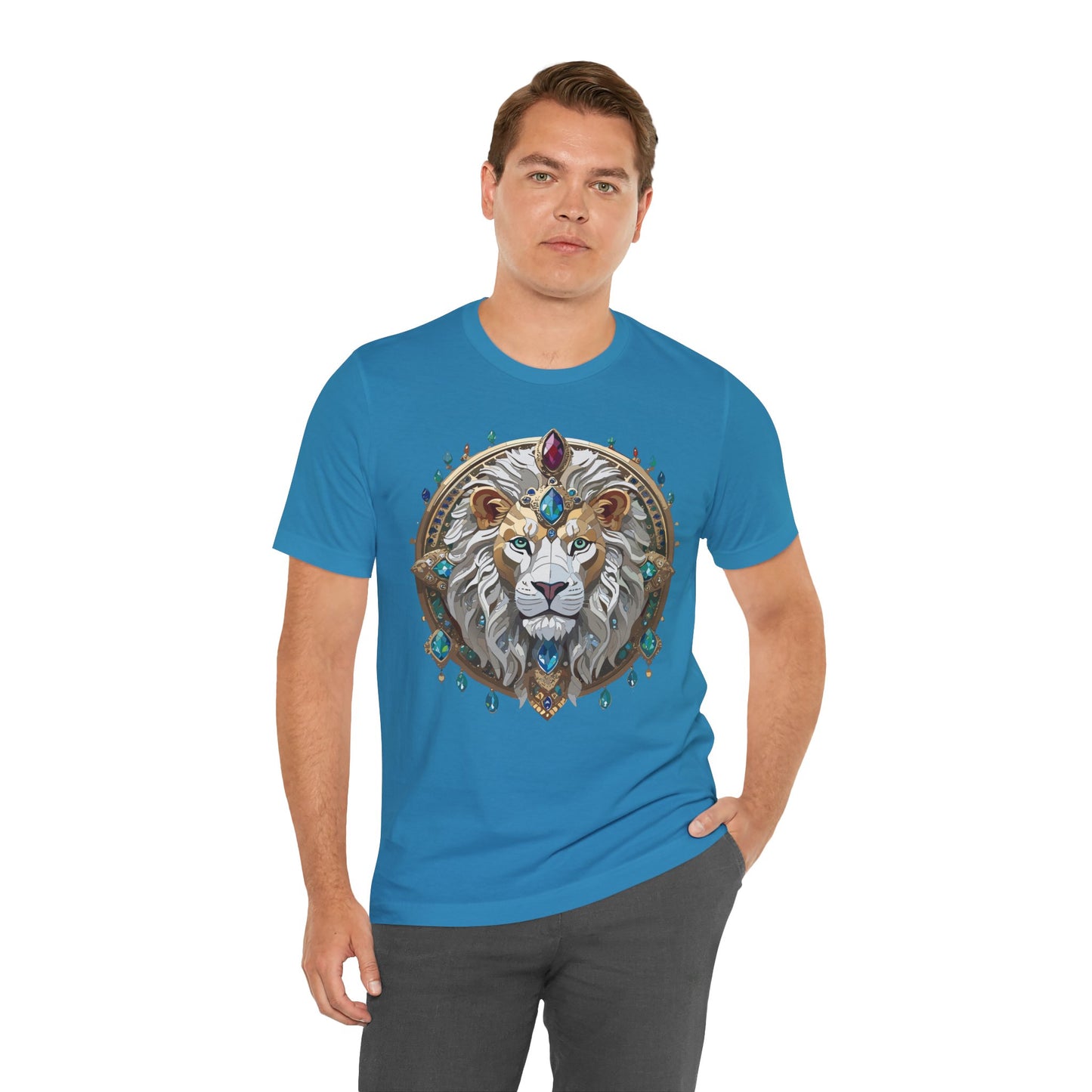Unisex Lion Graphic Tee, Animal Shirt, Tee Shirt with Lion, Medallion T-Shirt, Animal Medallion Tees