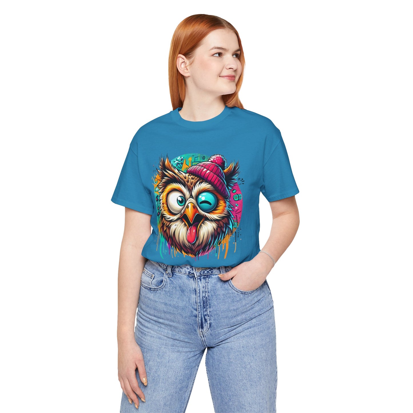 Colorful Owl Graphic Tee, Fun Owl Shirt, Funny Bird Shirt, Cute Cartoon Tees, Animal T-Shirt, Animal Tees, Art Design T-Shirt