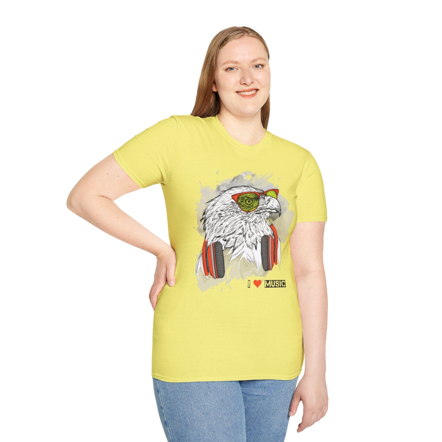 I Love Music Animals Shirt With Headphones Unisex Gildan Softstyle 64000 Tee Premium