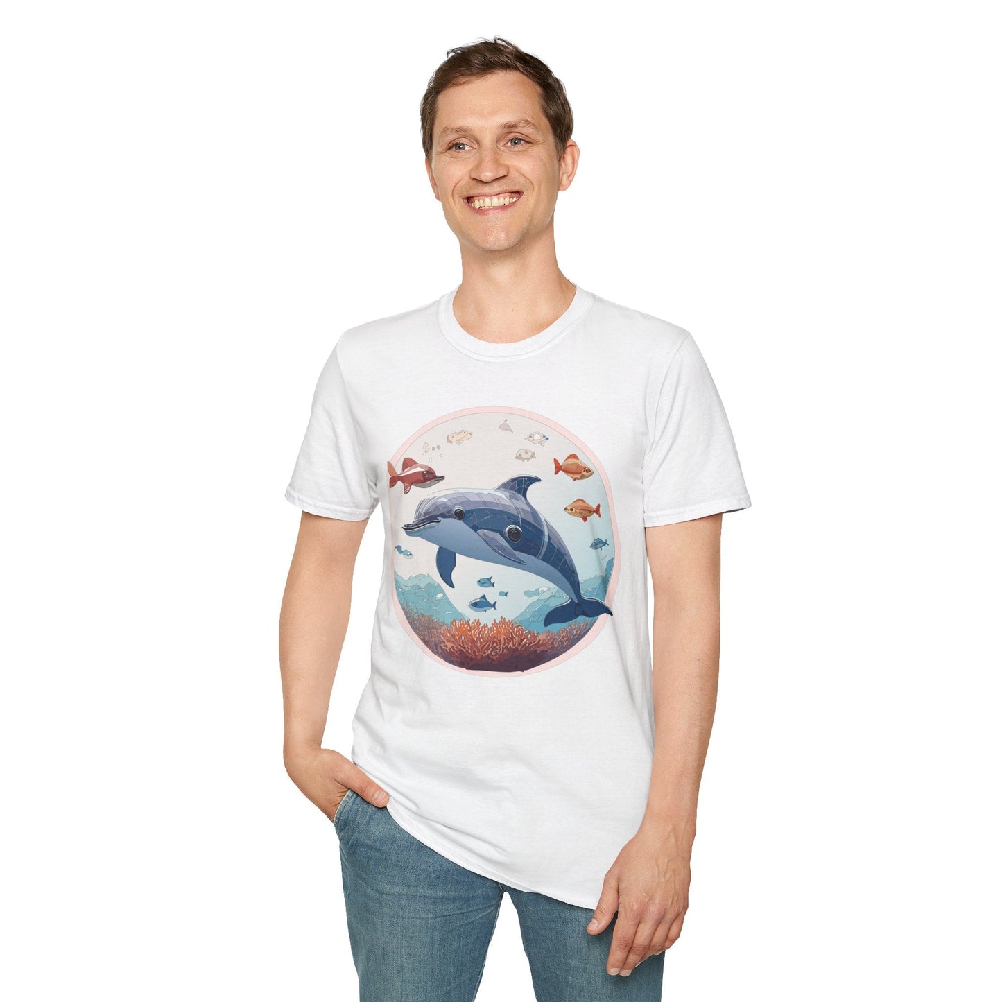Dolphin Shirt Unisex Softstyle Tee One Hundred Percent Ring Spun Cotton Lightweight Comfort