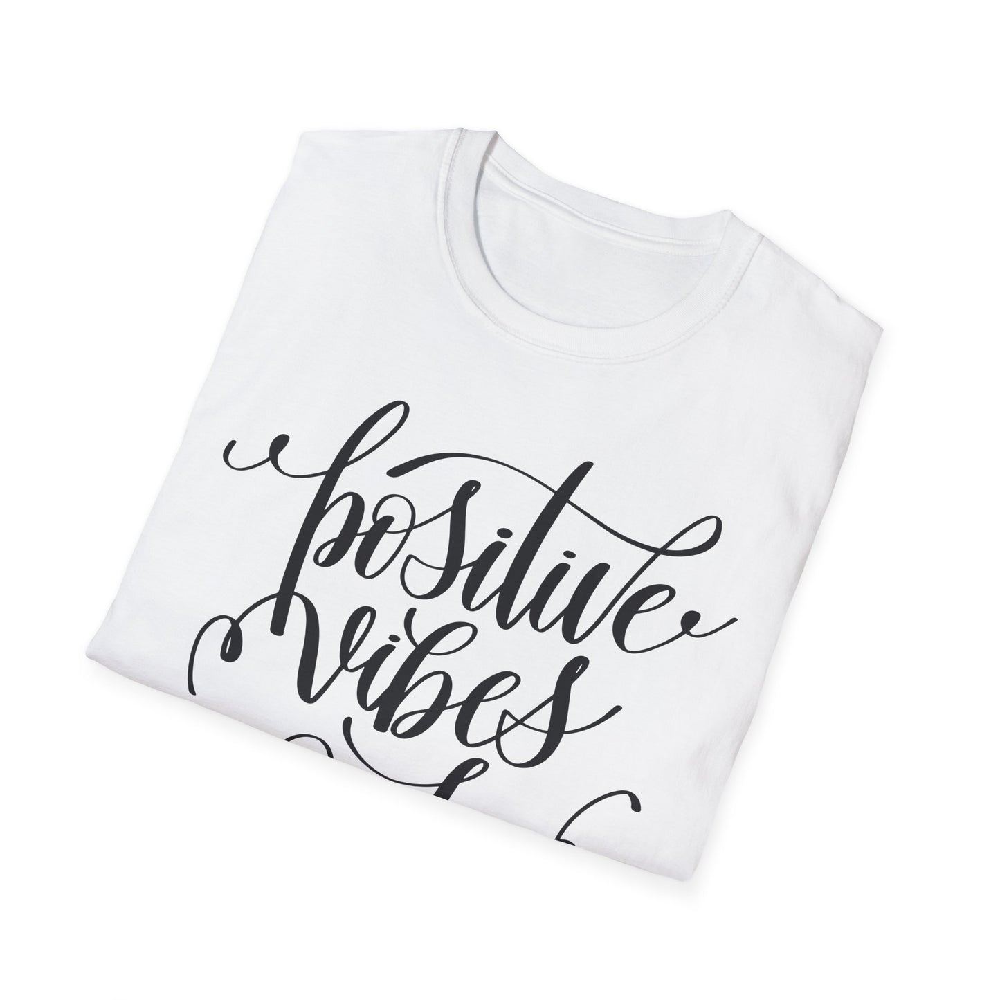 Positive Vibes Only T-Shirt Unisex Cotton Short Sleeves Handlettered Inspirational Tee