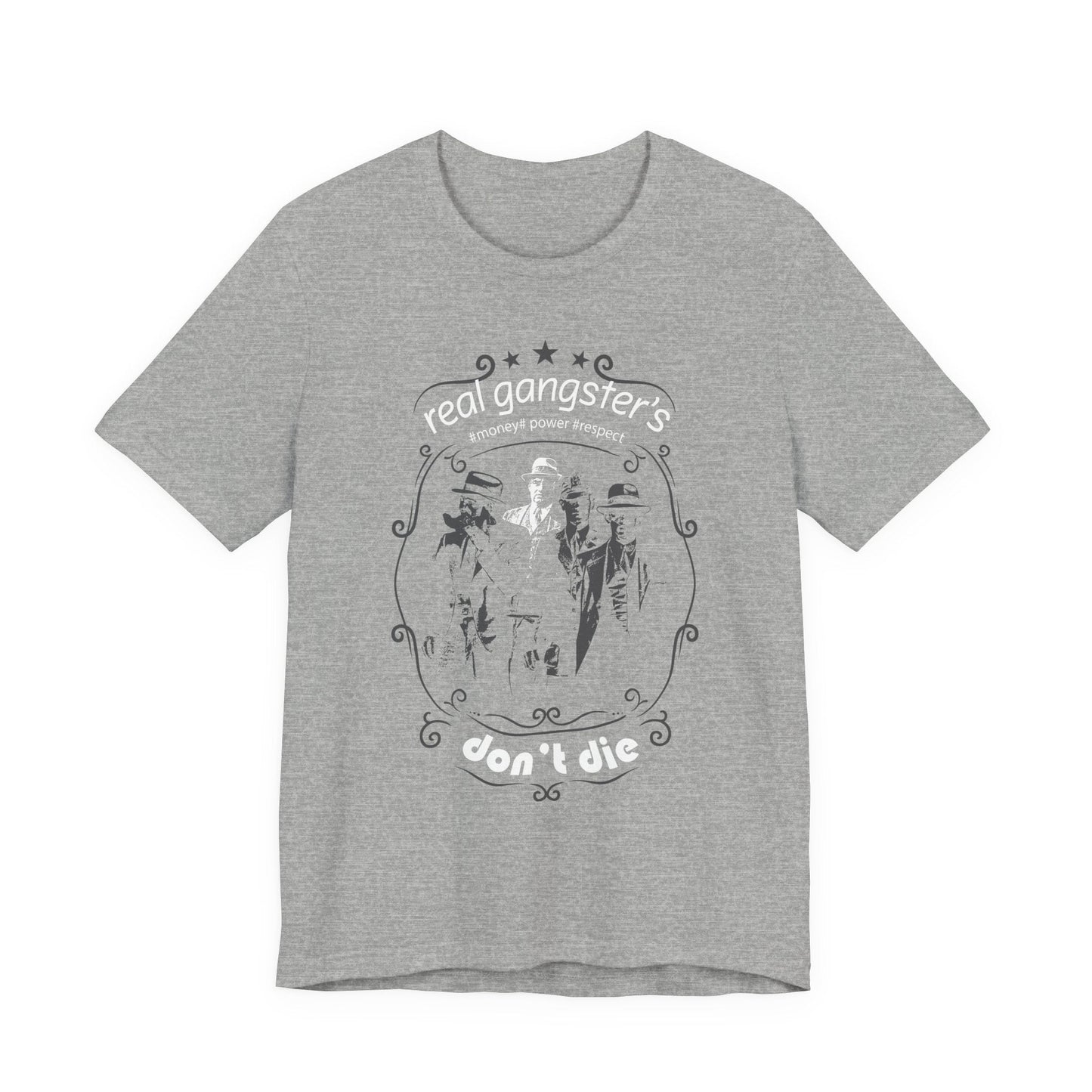 Real Gangsters Don't Die T-Shirt Vintage Outlaw Illustration Retro Biker Tee A-3