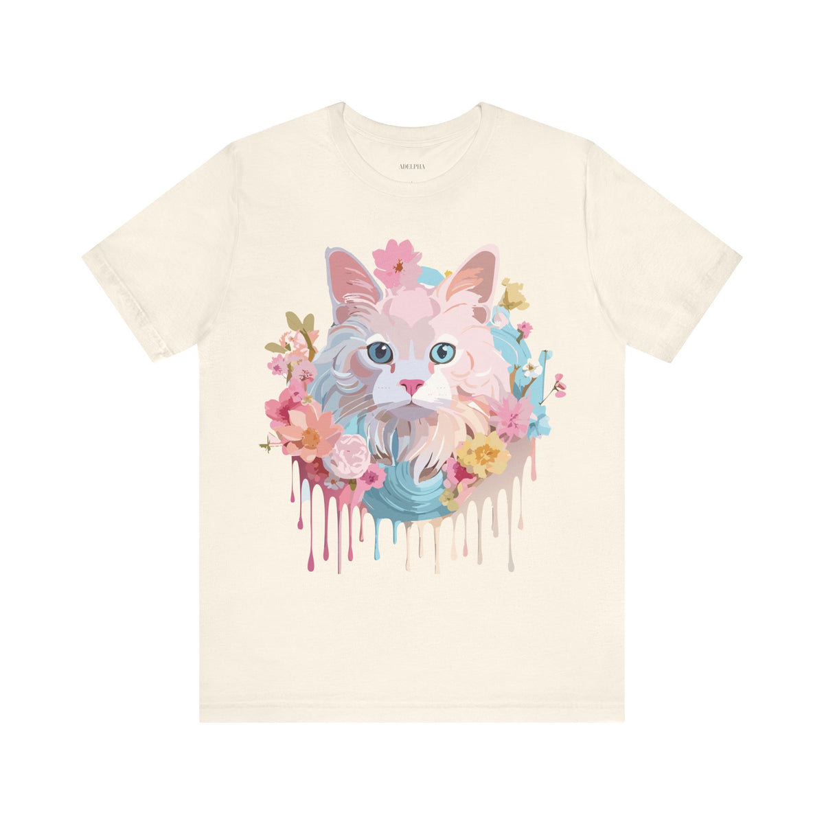 Cat Graphic Unisex Cotton Bella+Canvas Tee with Art Animal Design e206