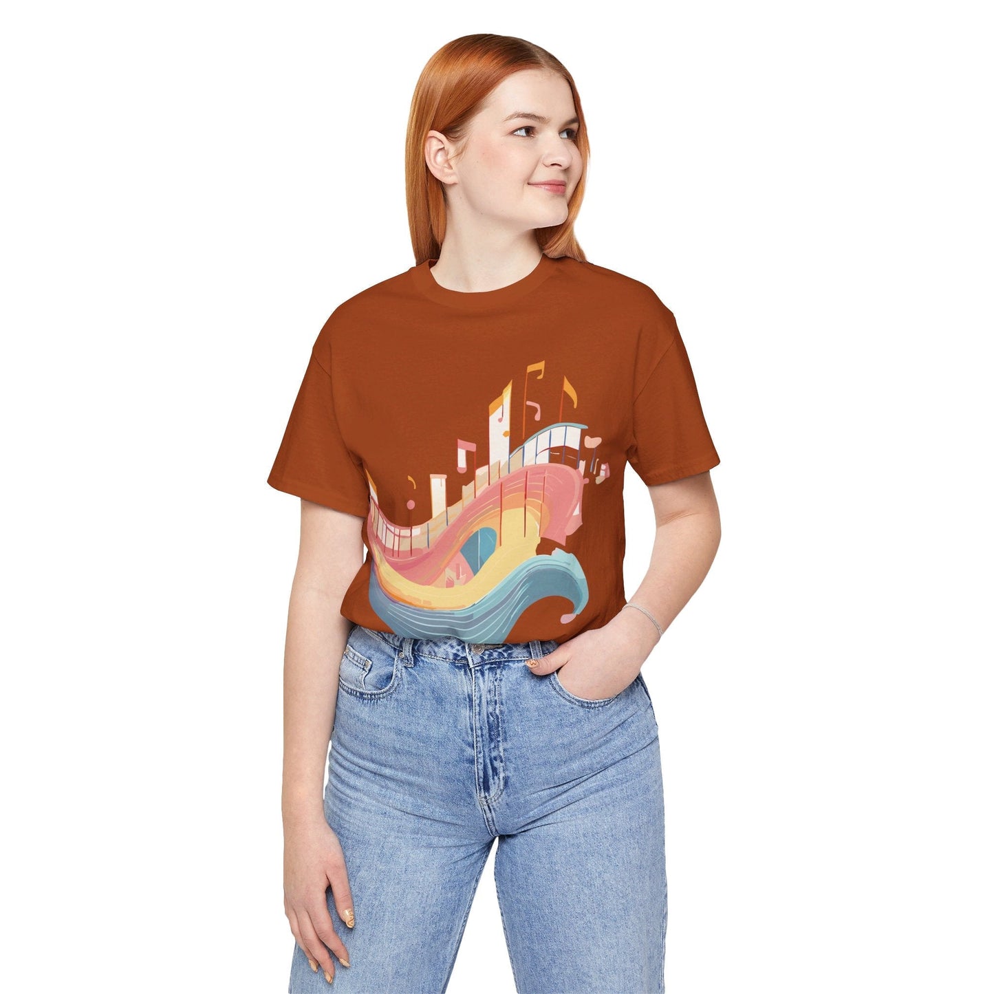 Music Graphic Unisex 100 Cotton Vintage Art with Musical Elements Tee 22