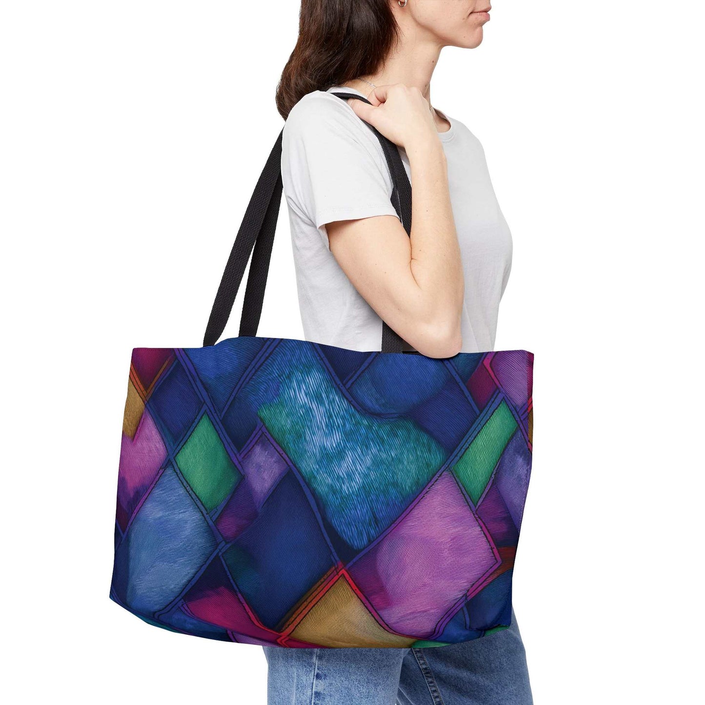 Denim Color Imitation Print Unisex  Weekender Bag  Spun Polyester 24x13 Canvas Bag 12