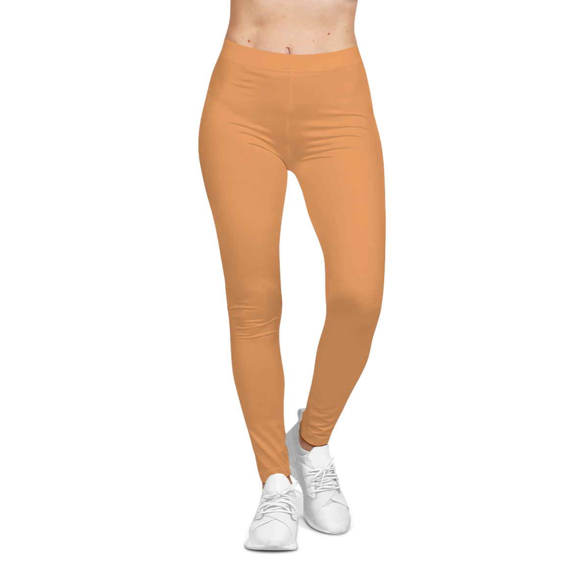 Sandy Gold Coral Color Women's Poly-Span Casual Leggings XS-2XL