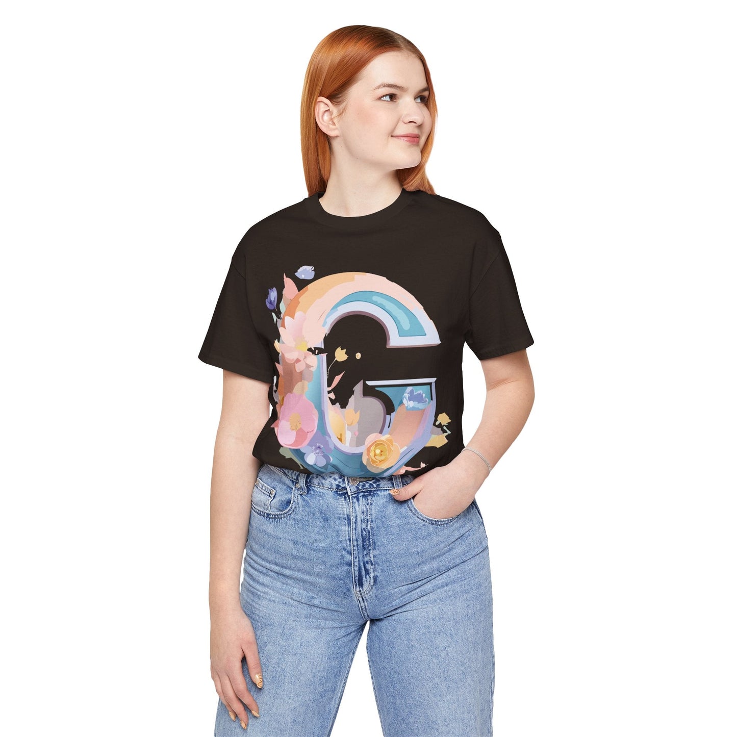 Letter G Shirt Graphic Tee Unisex Short Sleeve Vintage Inspired Artwork Adelpha Print
