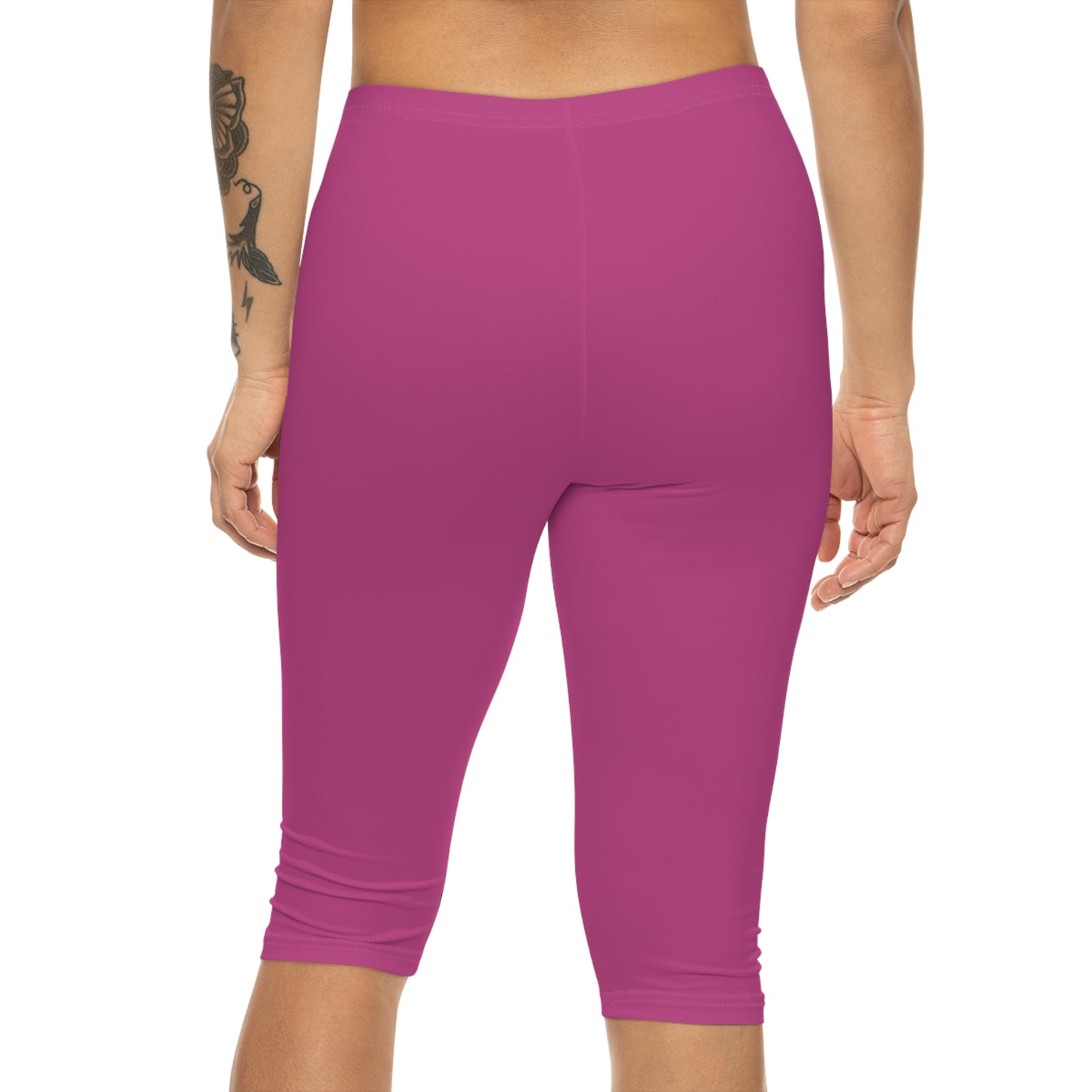 Fuchsia Plum Color Women's Brushed Suede Poly Span Casual Capri Leggings XS-2XL