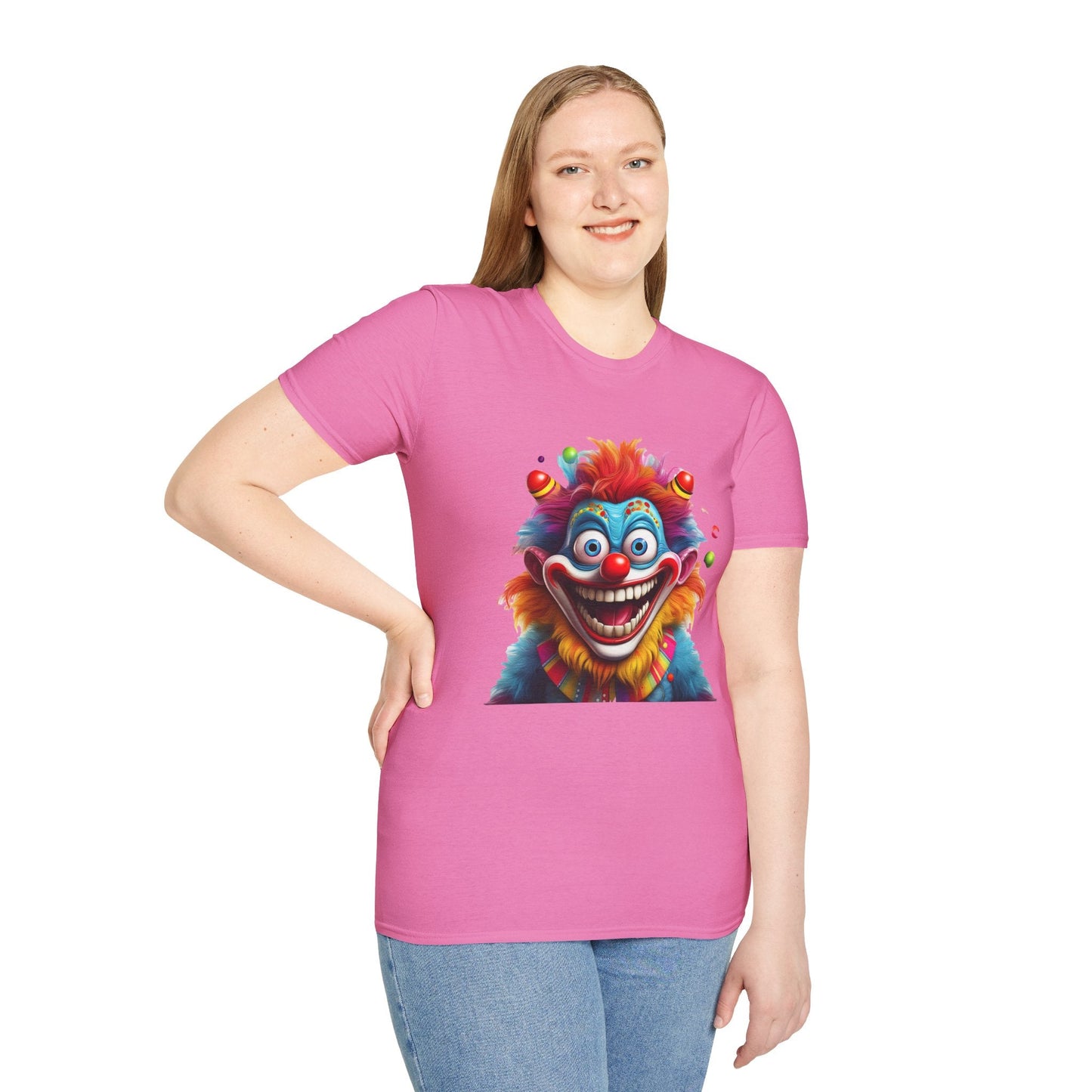 Clown Themed Unisex T Shirt Funny Man Circus Scary Man Tee Gildan Softstyle 64000 Cotton