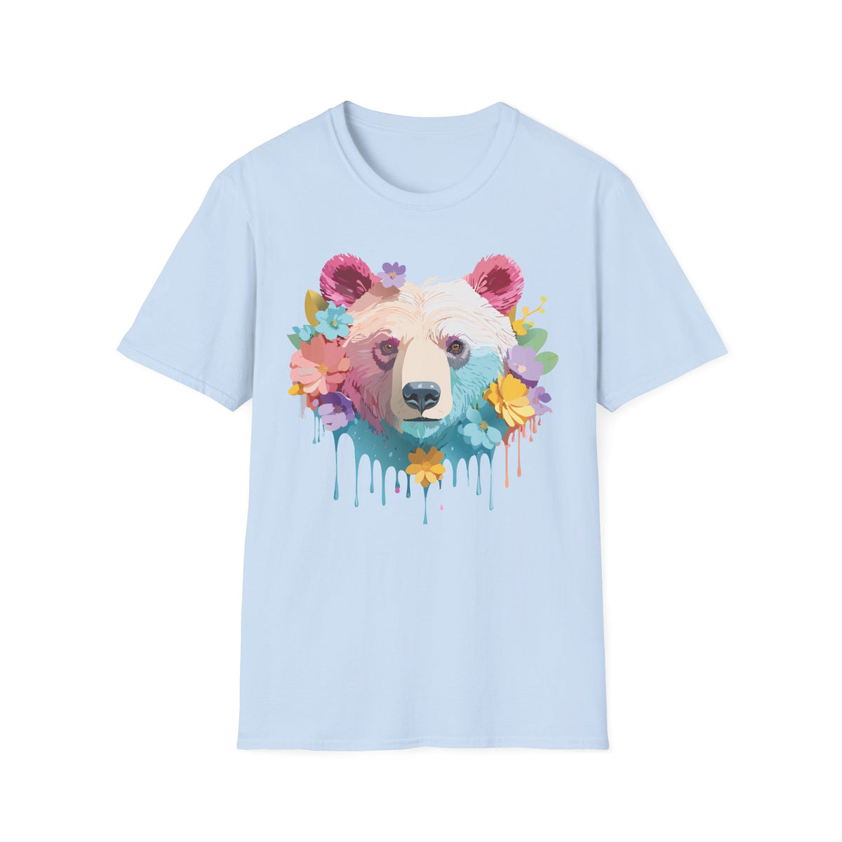 Colorful Floral Bear T-Shirt | Watercolor Drip Bear Tee