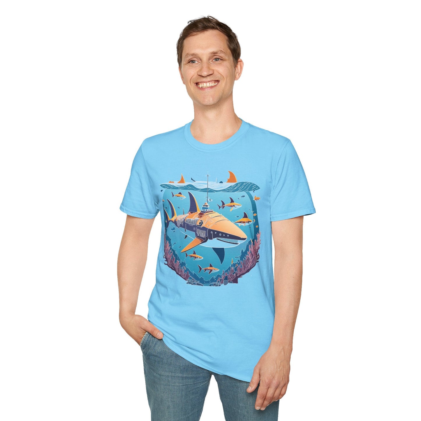 Ocean Tee Shirt Unisex Softstyle Cotton Tee 4.5 Oz Lightweight U Boat Theme Design