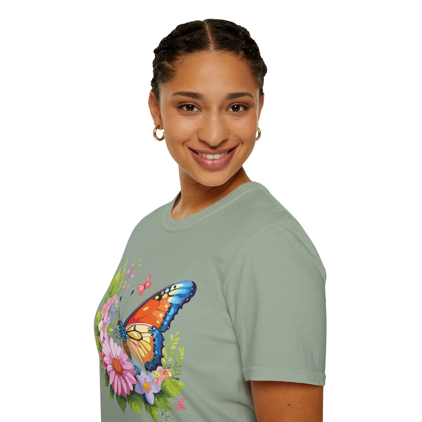 Butterfly T Shirt Unisex Short Sleeve Gildan Softstyle 64000 Monarch Butterfly Design Graphic
