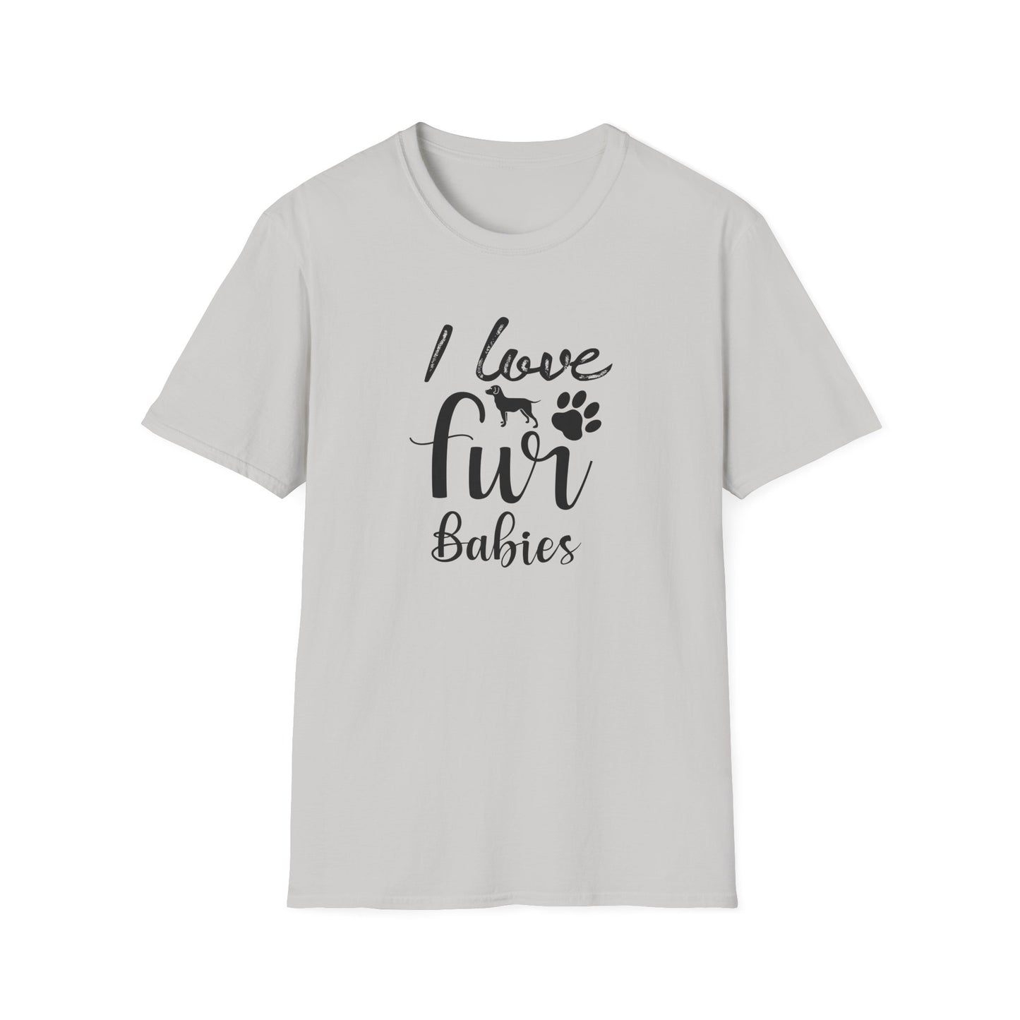 I Love Fur T-Shirt Dog & Cat Paw Graphic Tee for Pet Lovers Unisex Cotton T-Shirt Gildan Softstyle 64000 Tee
