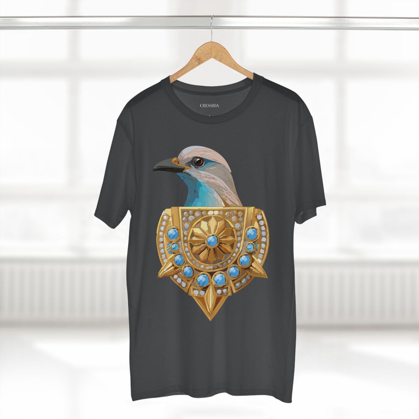Bird Graphic Unisex 100 Cotton Tee With Unique Animal Golden Medallion Art Design 16
