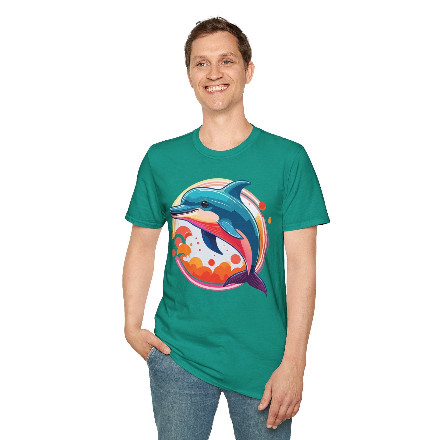 Dolphin Shirt Unisex Softstyle Tee Short Sleeve 100 Percent Ring Spun Cotton Gildan 64000