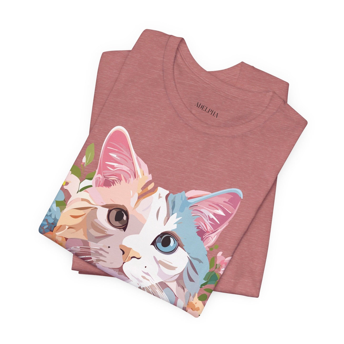 Cat Graphic Tee Unisex Short Sleeve Shirt With Adelpha Artwork