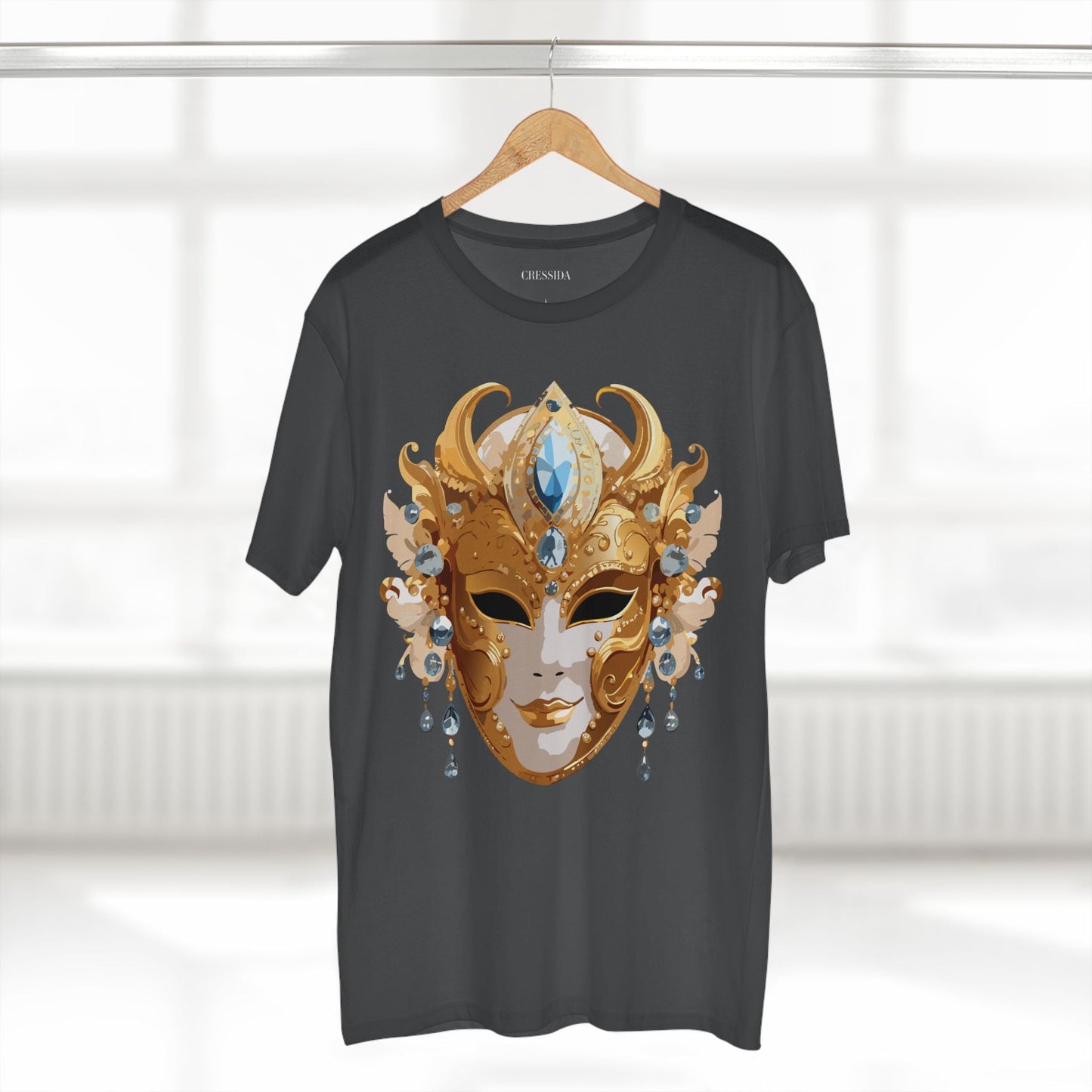 Carnival Mask Graphic T-Shirt Unisex 100 Cotton With Antique Gold Art Design Tee 22