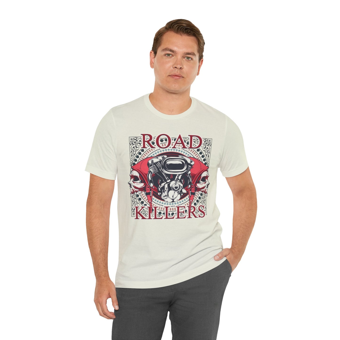 Dark Road Motorcycle Helmet Skull Tee Biker graphic t-shirt G-1