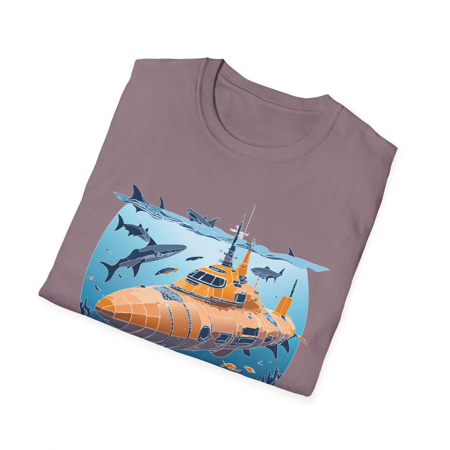 Ocean Graphic Tee Shirt Unisex Softstyle 64000 Gildan Lightweight Breathable Ocean Design U Boat