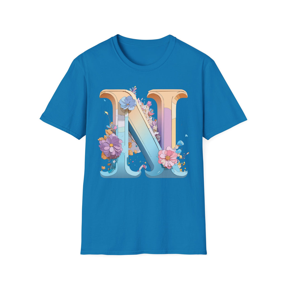 Floral Letter N T-Shirt | Botanical Monogram Tee