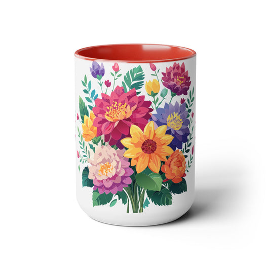 Two-Tone Coffee Mug with flowers