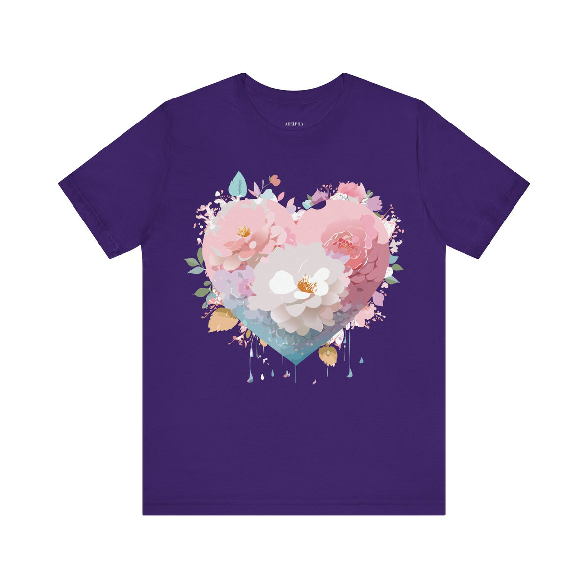 Valentine's Day Graphic Unisex Cotton Bella+Canvas Tee with Floral Art Design d120