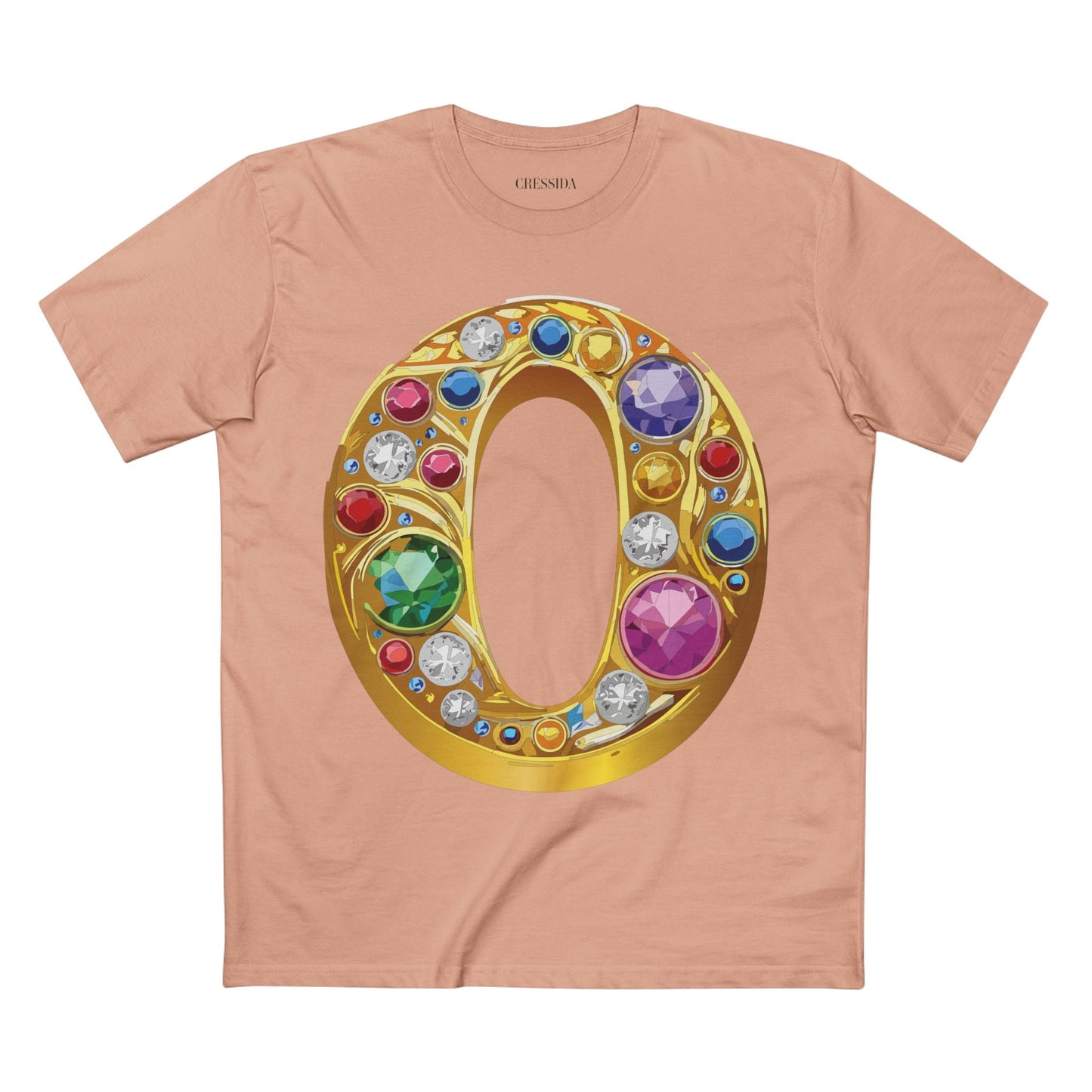 Letter O Graphic Design Tee Unisex 100 Cotton With Antique Gold Letters Artwork T-Shirt