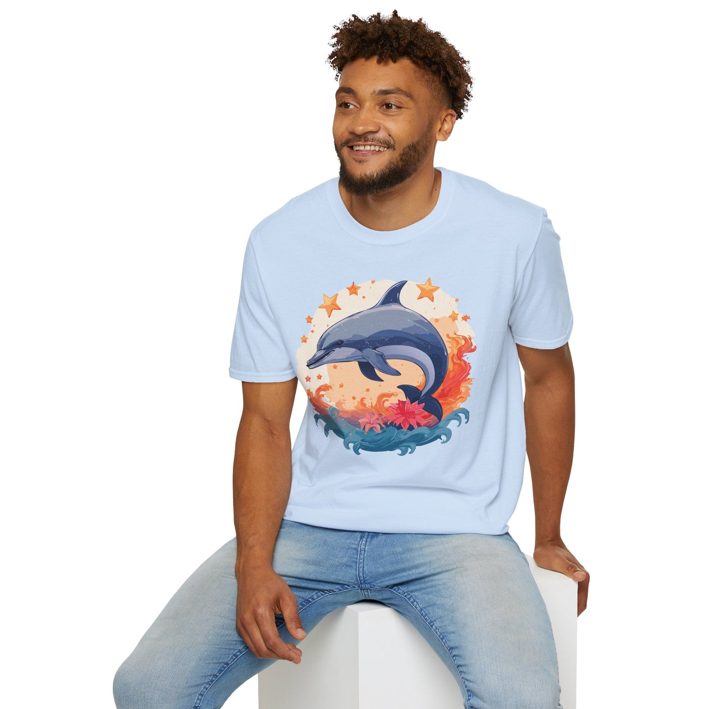 Dolphin Shirt Unisex Tee Gildan Softstyle 64000 100 Percent Ring Spun Cotton Comfort Wear