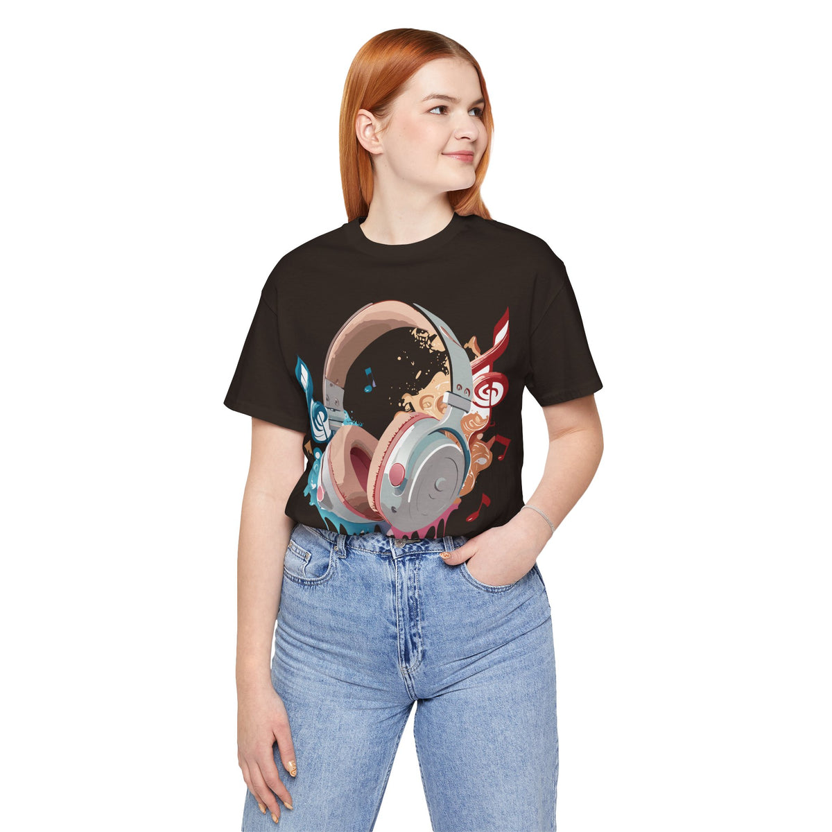 Music Graphic Unisex Cotton Bella+Canvas Tee with Art Design n156