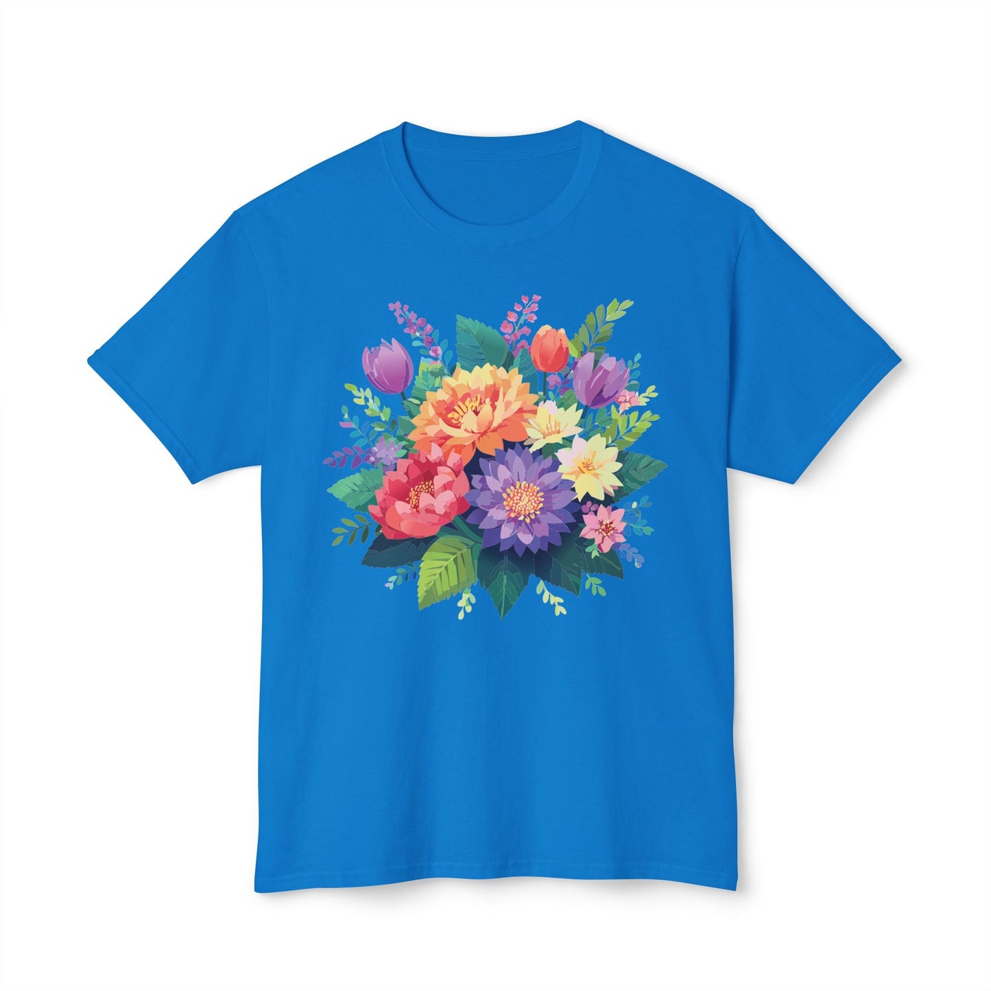 Unisex HD Cotton Art Print T Shirt Floral Design Tee Vintage Flowers Tee Shirt Made in USA