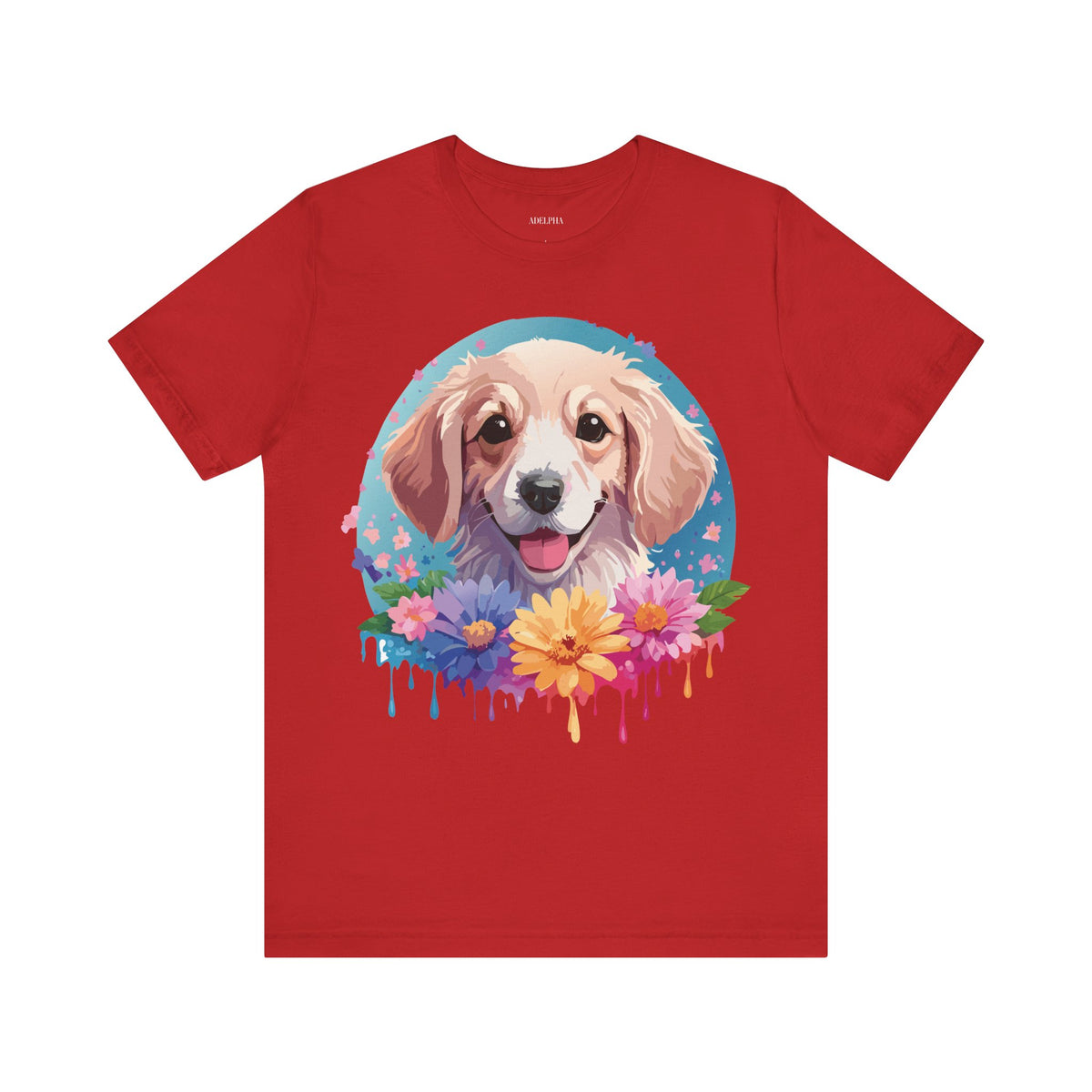 Dog Graphic Unisex Cotton Bella+Canvas Tee with Art Animal Design e113
