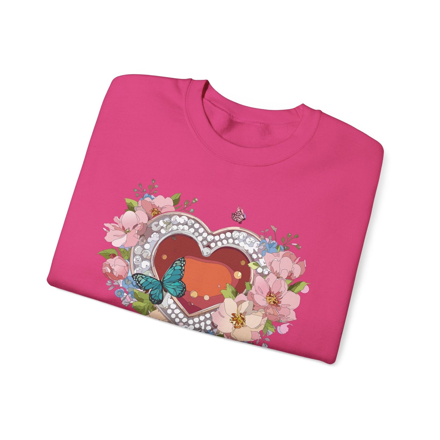 Floral Heart Sweatshirt Unisex Valentines Day Edition Gildan 18000 Heavy Blend Crewneck