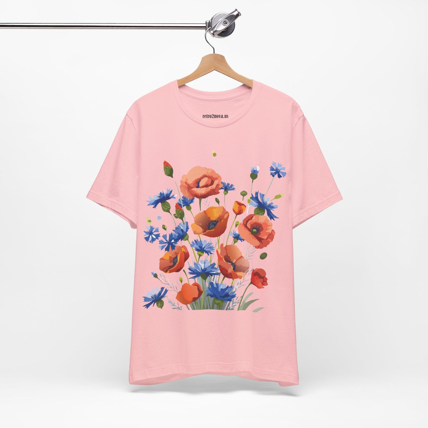 Unisex Floral Shirt Floral Print Tee Lightweight Breathable Fabric Short Sleeve Casual Wear