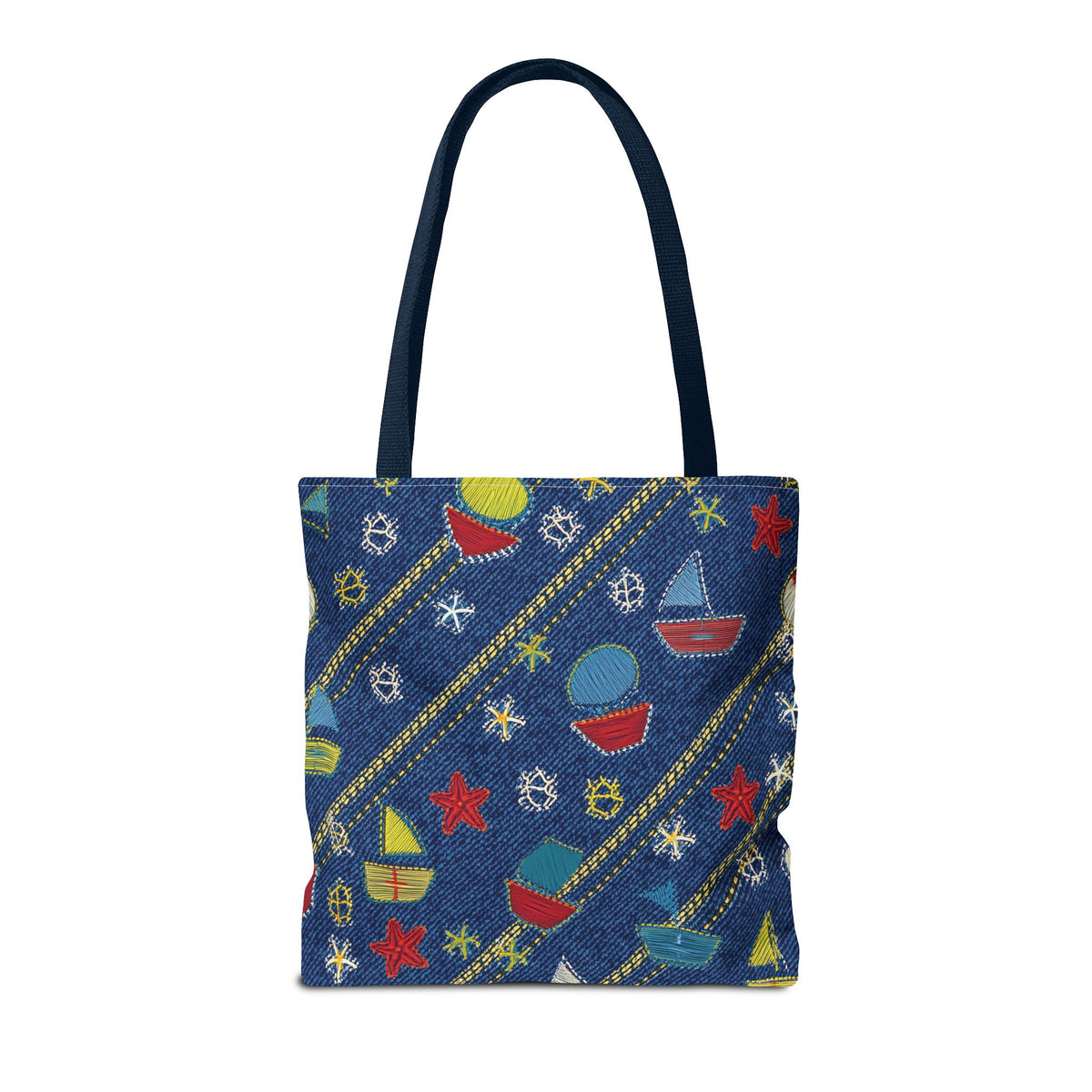 Denim Fabric Imitation Print Unisex Canvas Bag Poly Spun 3 Sizes Tote Bag 182-15