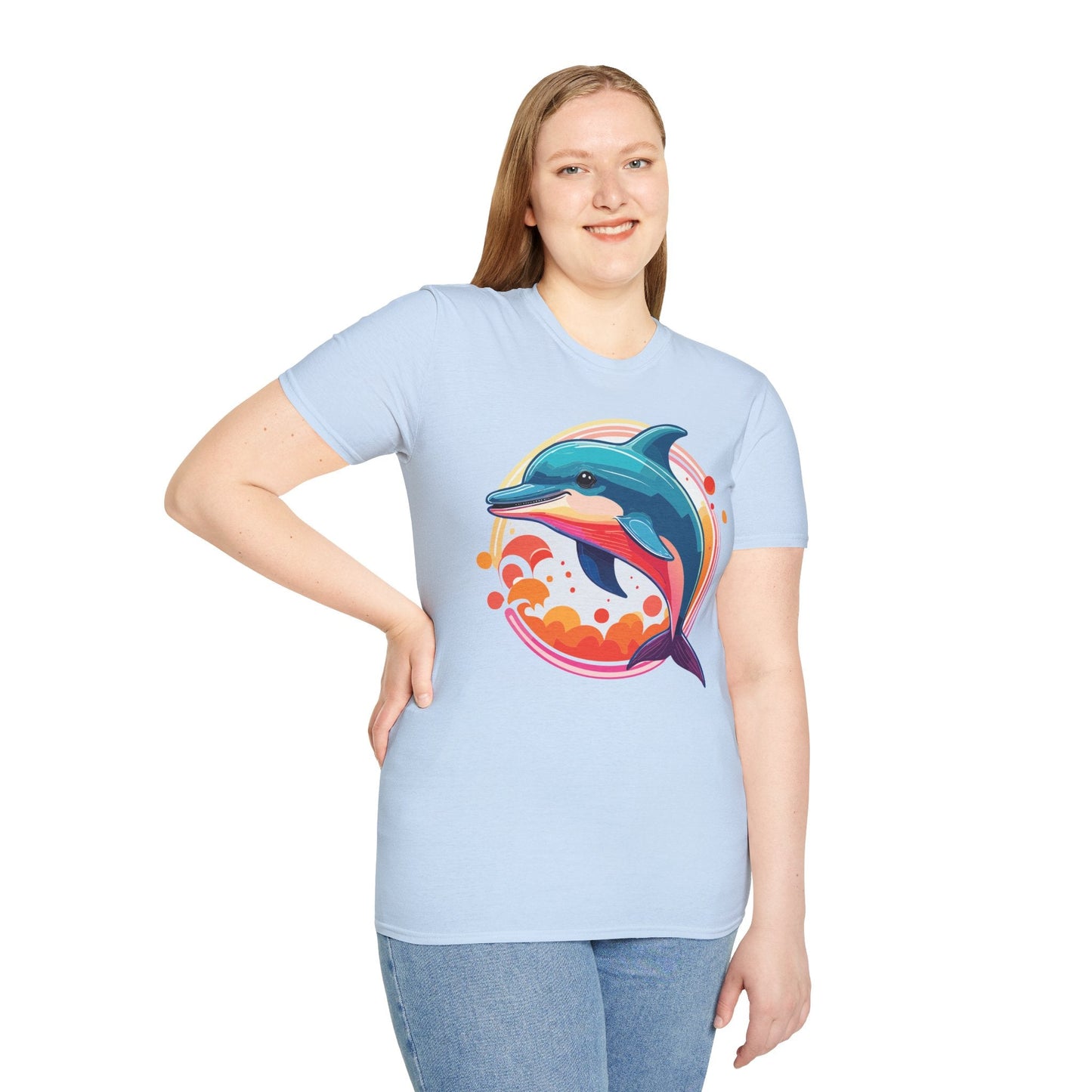 Dolphin Shirt Unisex Softstyle Tee Short Sleeve 100 Percent Ring Spun Cotton Gildan 64000