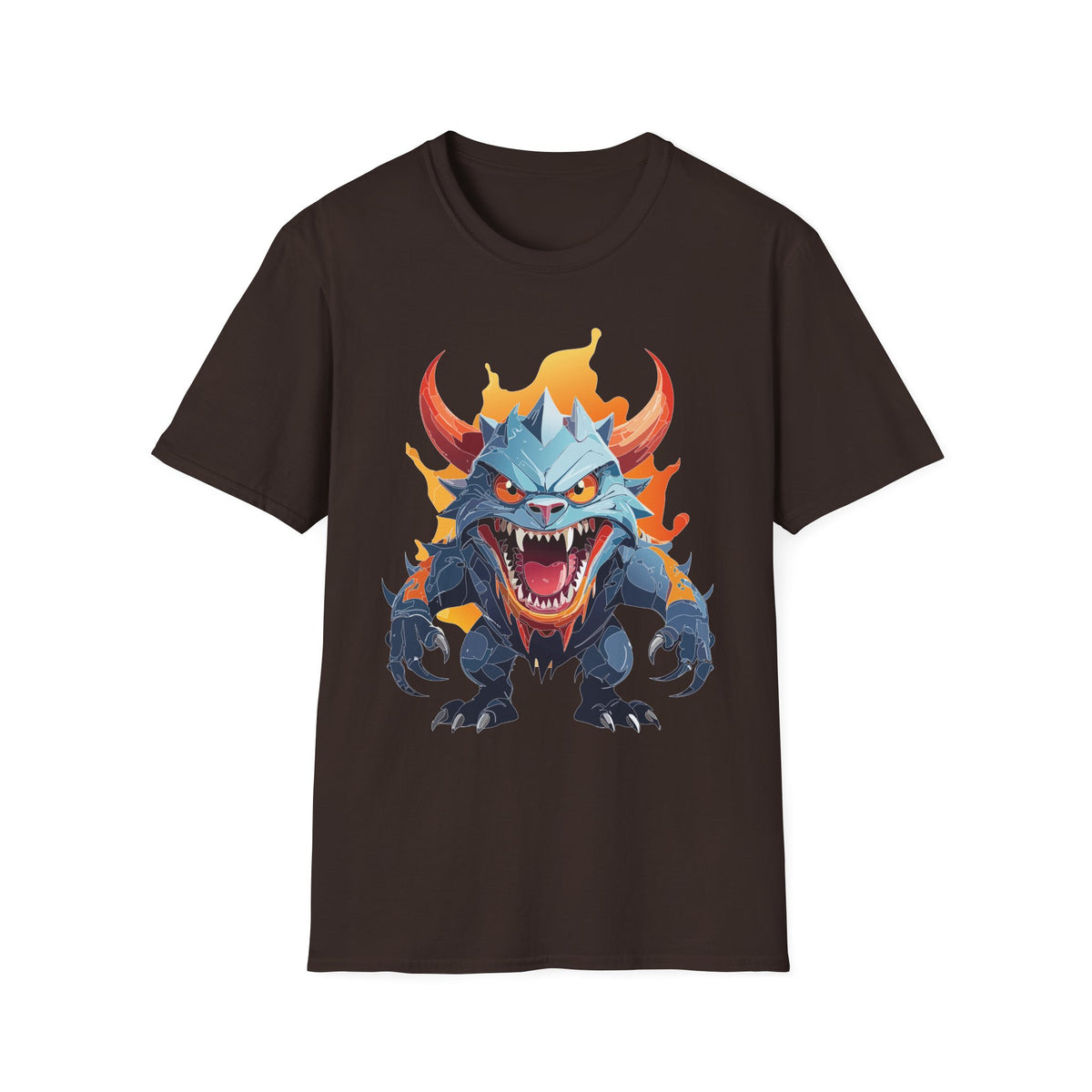 Monster Dragon T-Shirt — Fierce Fire-Breathing Creature Cartoon Graphic Tee Unisex 100 Cotton Gildan T-Shirt