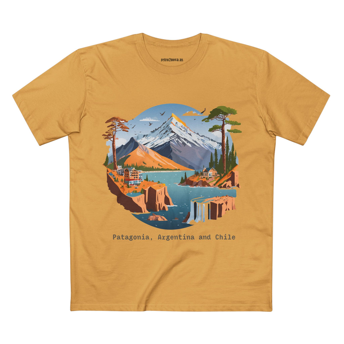 Patagonia Argentina and Chile Tee | Mountain Landscape, Waterfall, Lakeside Scene