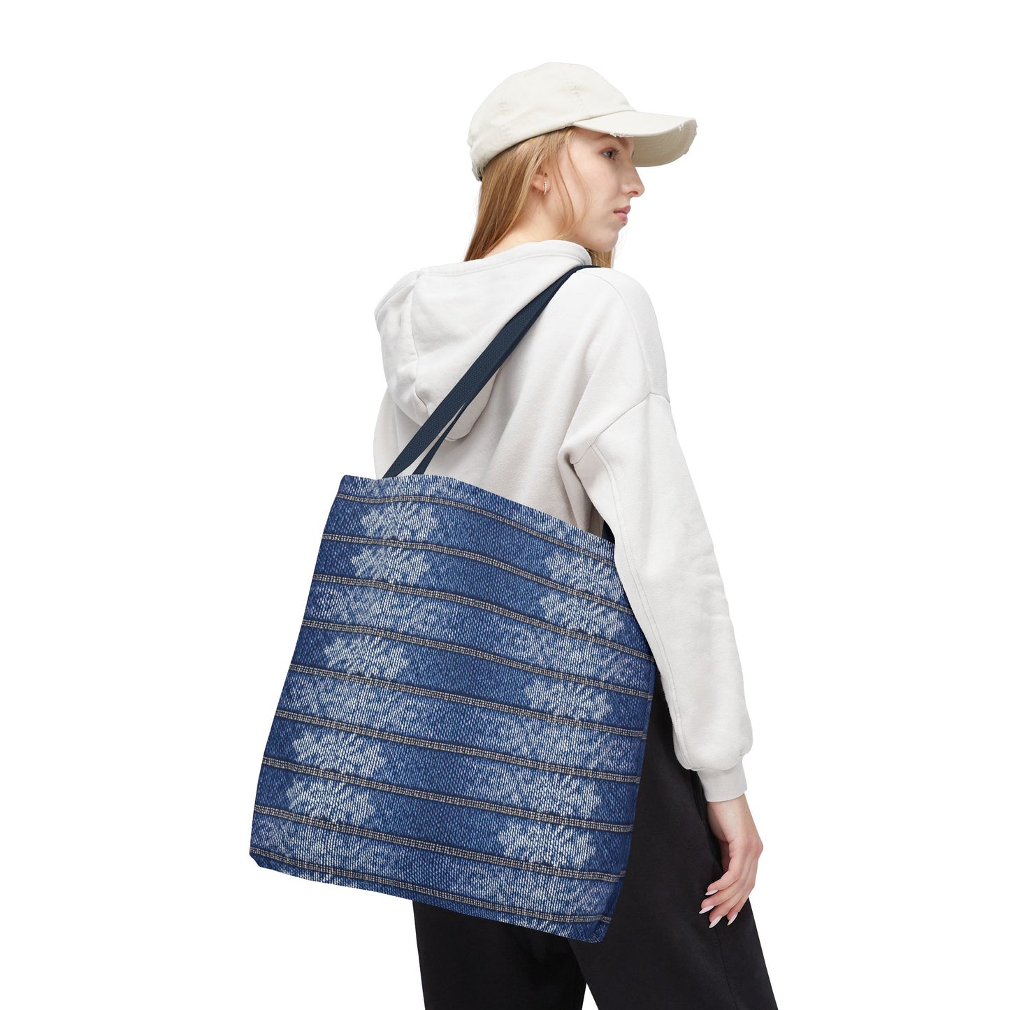 Denim Fabric Imitation Print Unisex Canvas Bag Poly Spun 3 Sizes Tote Bag 113