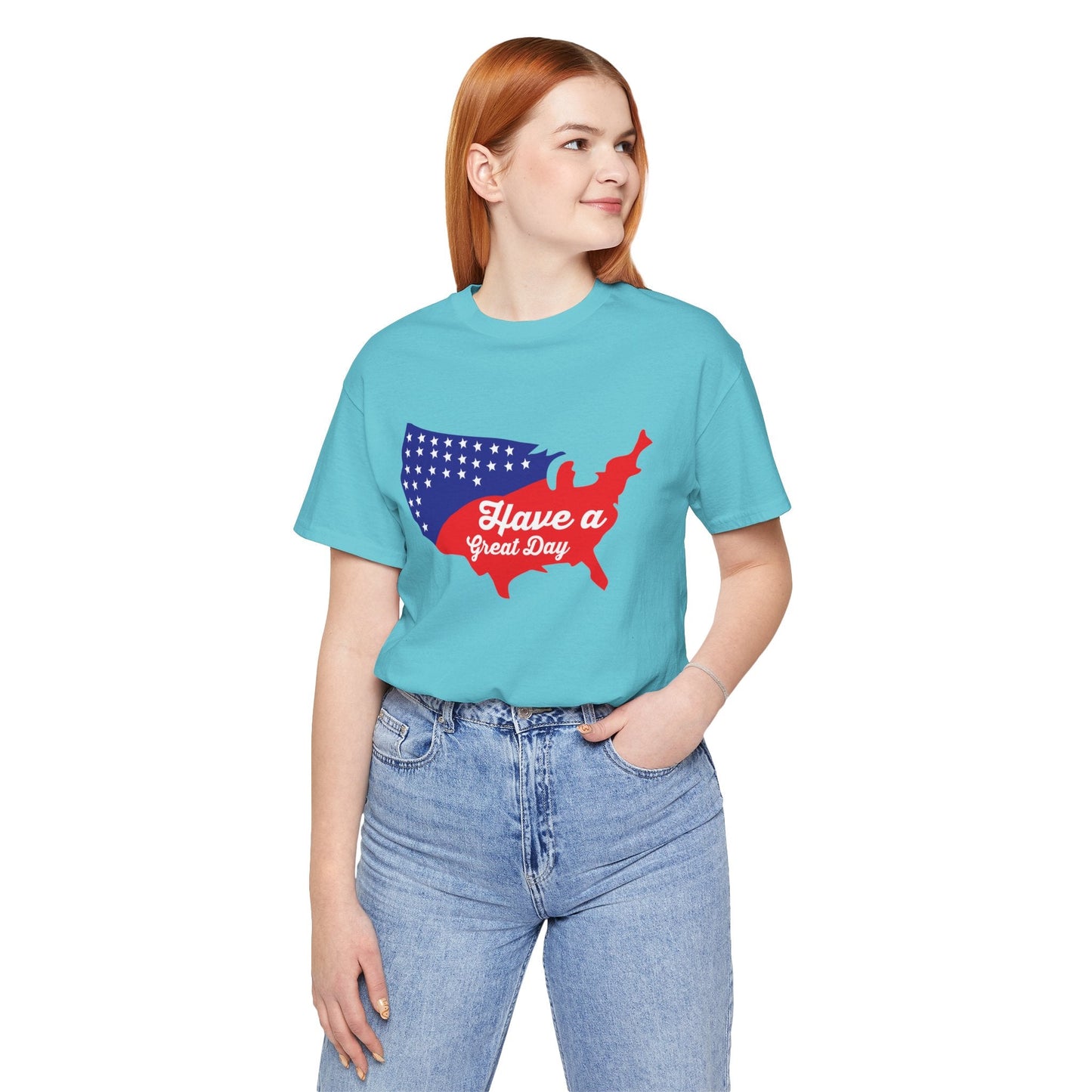USA Map Patriotic Graphic Unisex Cotton T-Shirt 021